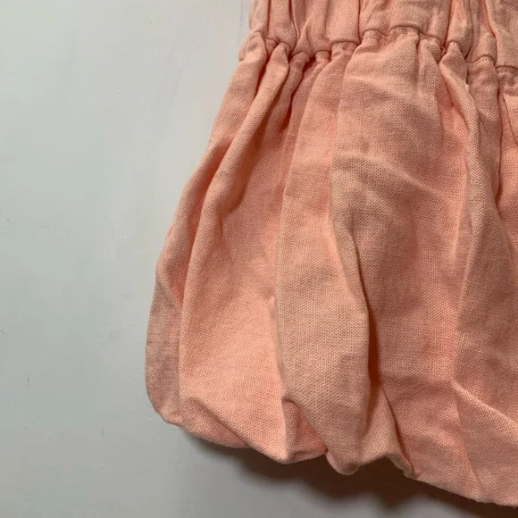 Zara  NWT Peach Linen Elastic top bubble hem beads bow tight ref 8372/113/696 - Picture 15 of 15